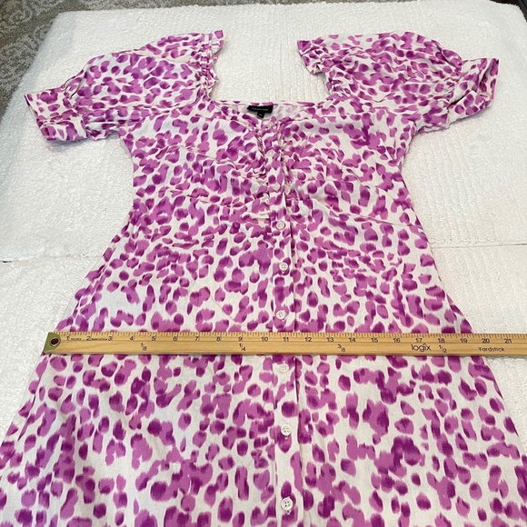 Who What Wear Midi Dress Women's M Linen Rayon Puff Sleeve Button Front - Picture 12 of 14